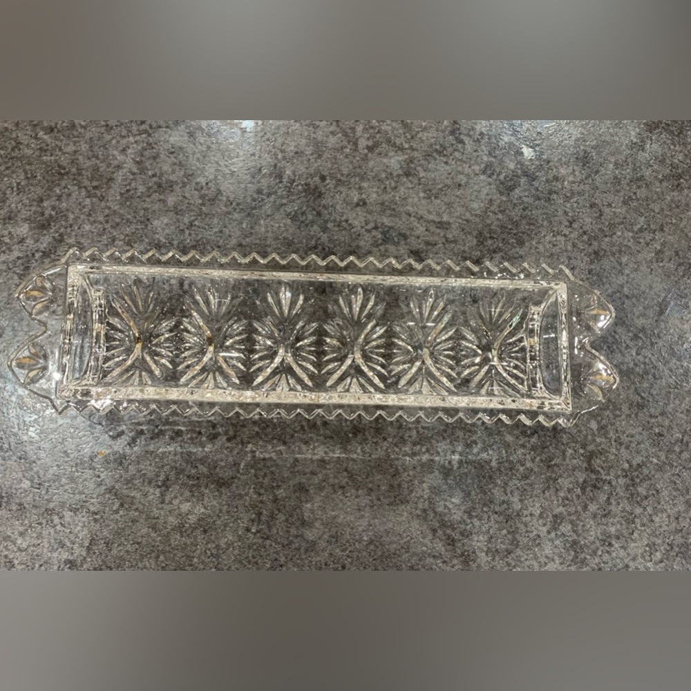 Crystal Glass Serving Tray for Biscuits/Crackers Brand New